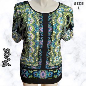 Yvos Women's Multi-Colored Patterned Shirt Size Large